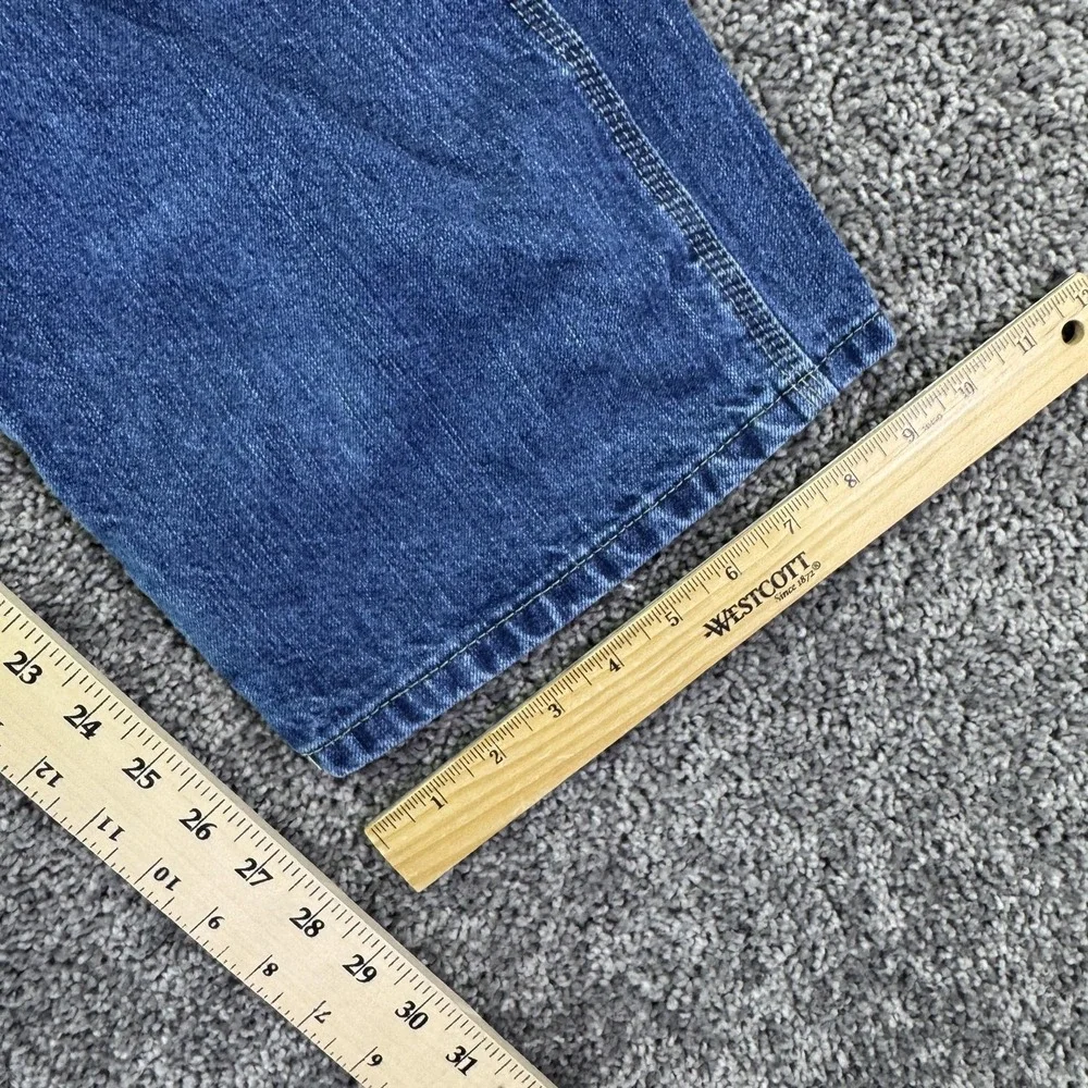 Dickies Jeans Mens 42x30 Blue Relaxed Straight Denim Carpenter Workwear Logo
